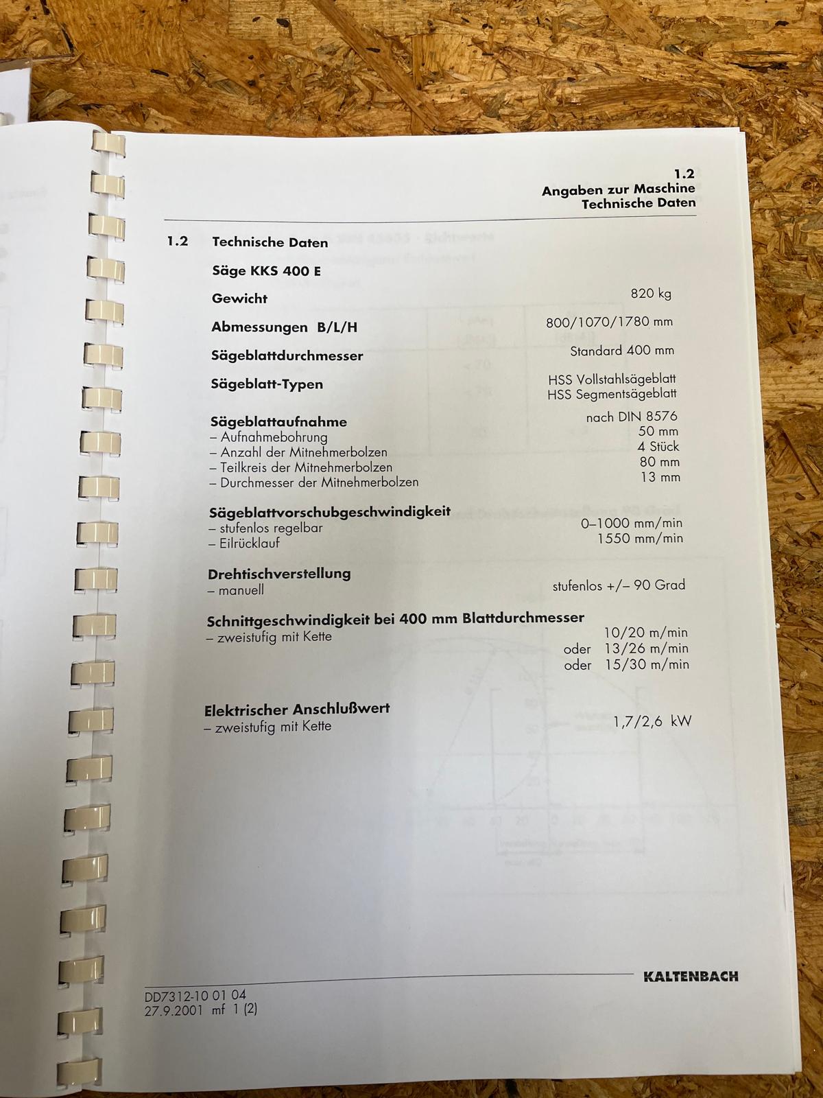 Metallsäge Kaltenbach Typ KKS 400E